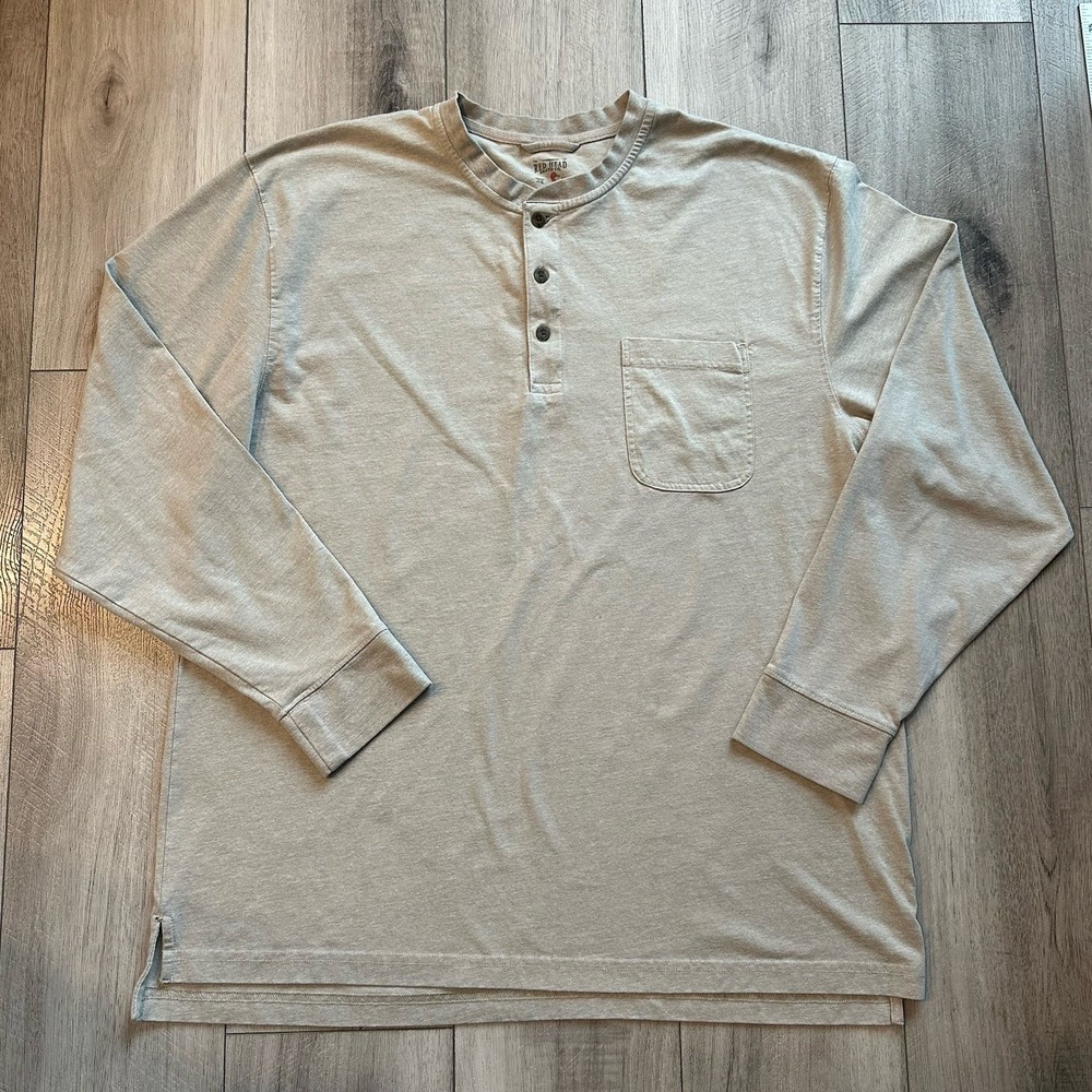 Red Head‎ Men's Long Sleeve Shirt XL Henley Beige Casual Outdoor